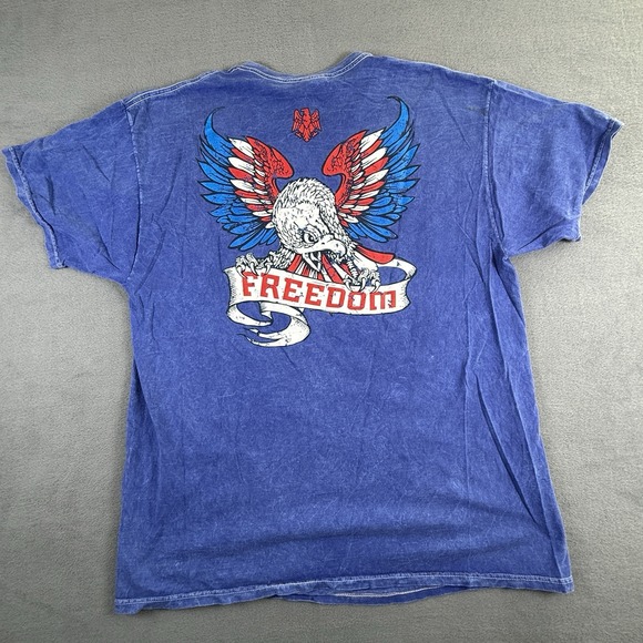 America United Freedom Y2K Graphic T -shirt XL Fruit Of The Loom Blue Eagle - Picture 6 of 7